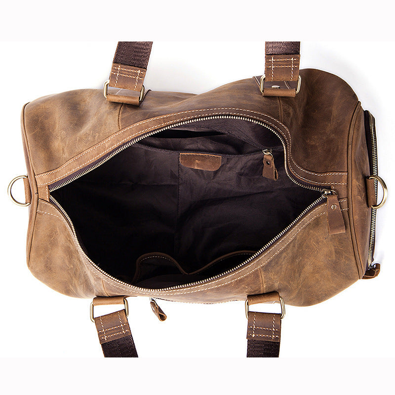 Vintage Crazy Horse Leather Men's Travel Bag - Enfance-Heureuse