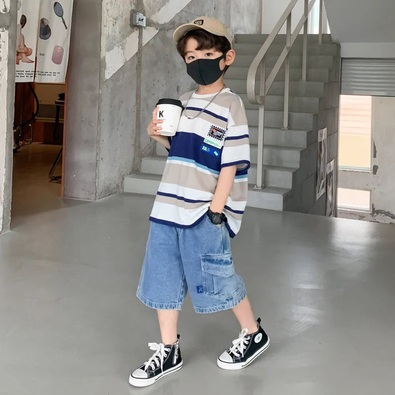 Boys Summer Casual T-Shirt Shorts Set - Enfance-Heureuse