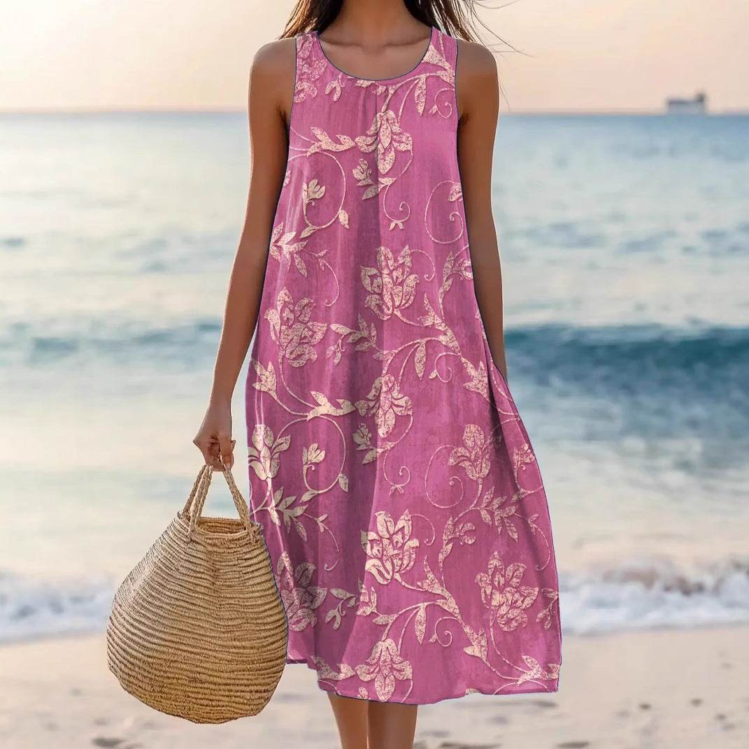 Polyester Short-sleeve One-piece Dress For Women - Enfance-Heureuse