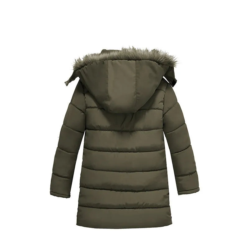 Boys Large Fur Collar Padded Warm Cotton Jacket - Enfance-Heureuse