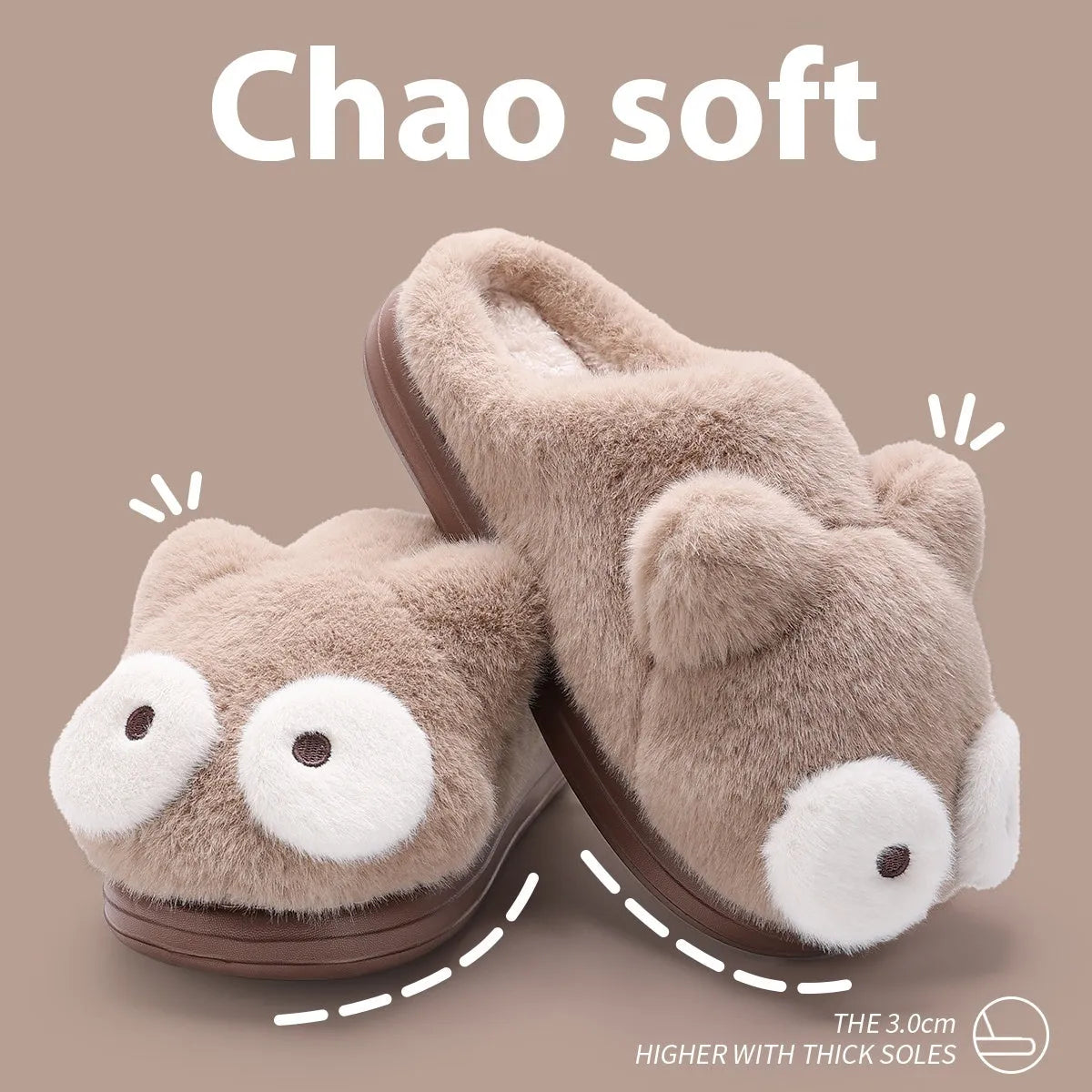 Pantoufles chaudes à semelles épaisses et antidérapantes pour usage domestique - Enfance-Heureuse