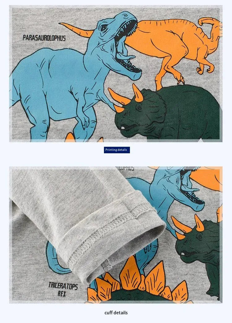 Long Sleeved Cotton Dinosaur Boy Base Shirt - Enfance-Heureuse